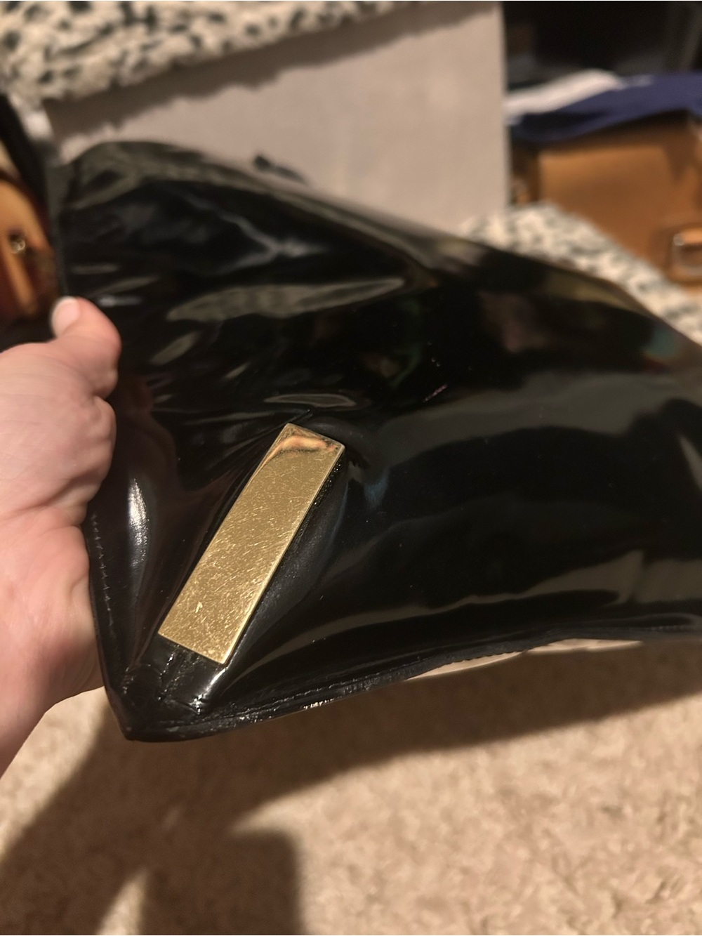 Fendi Black Patent Tote Bag with pouch - Picture 5 of 16